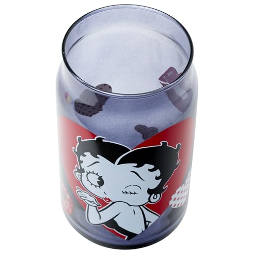 Image of Silver Buffalo Betty Boop Retro Icon, Glass Tumbler with Plastic Lid, 16oz