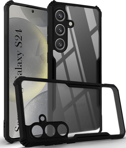 Image of Jkobi Back Case Cover for Samsung Galaxy S24 (Shockproof with Polycarbonate Clear Panel | Professional Black)