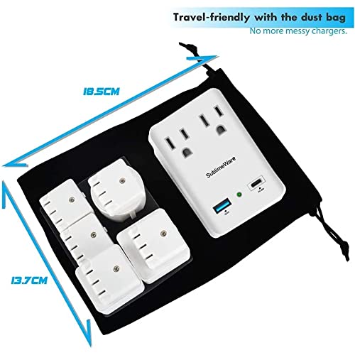 2000 W Travel Adapter Kit W/ 2 Usb Ports & Outlets - International Power Adapter Plug Europe Us Uk Adaptor - 220-110V Adapter - Smart 2.4 A Usb Electrical Charger Dual Voltage Device Sublimeware #TOP3