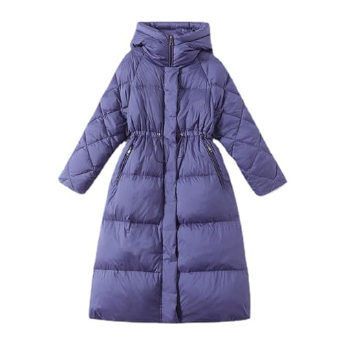 BAICAIBAI Women's Winter Long Down Jacket Hood Raglan Sleeve Coat Quilted Comfort Jacket Lightweight Water Resistant Perfect for Cold Wet