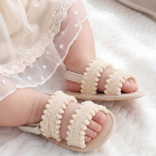 Image of Meckior Infant Baby Girls Boys Summer Sandals Open Toe Lace Princess Dress Wedding Flats Shoes Newborn Toddler Soft Non-slip Sole First Walker Crib Shoes