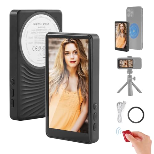 Image of NEEWER Basics 4 inch Magnetic Vlog Selfie Monitor Screen, Wireless Phone Back Camera Monitor with Remote /1500mAh for YouTube TikTok, NOT Compatible with iPhone 17 Google Phone /4K Video Recording, M4B