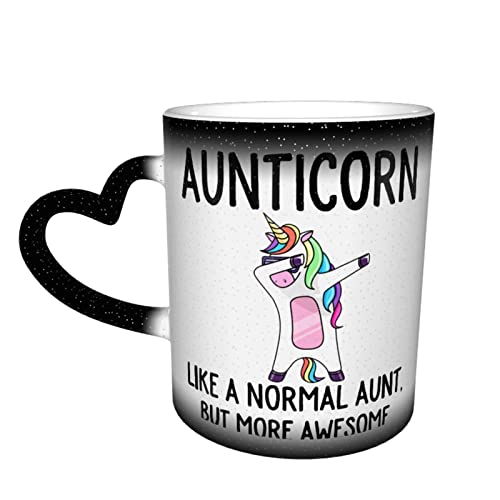 YINGD Aunticorn Like A Normal Aunt, But More Awesome, Aunt Gift Divertente tazza da caffè sensibile al calore che cambia colore tazza da tè 311,8 g