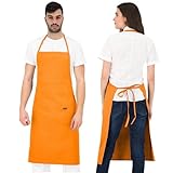  PALLTEX Borago Kochschürze Männer Kochschürze Damen Schürze Damen Schürze Herren für Kochen Basteln Malen Backen (Orange)
