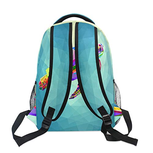 Wihve Unisex School Backpack Colorful Sea Turtle Underwater Geometric Blue Ocean Student Bookbag Casual Daypack One_Size #TOP4