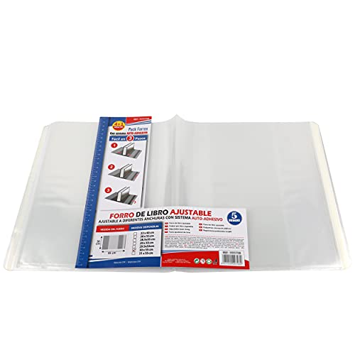 Housse de livres autocollante, réglable et transparente - Pack de 10 doublures 30 x 55 cm Cover