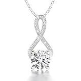 Collar con colgante de moissanita chapado en platino, regalo para mujer, moissanita de 1 a 3 quilates, color D (VVS1), regalo de aniversario para esposa, madre, collar infinito con diamante de