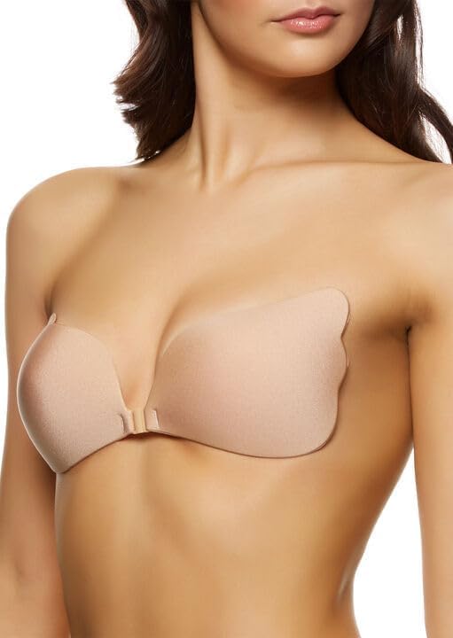 azlvera Strapless Sticky Bra Invisible Backless Stick on Bra Push up Lift Bras for Women Dress Reusable Silicone Nipple Covers Pack of 1 Black and Nude-picture-38