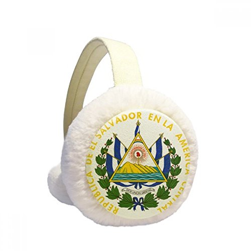 Orejeras del emblema de El Salvador un regalo unisex perfecto de felpa y piel de imitación
