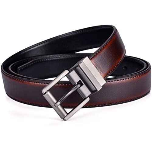 Image of Beltox Men's Belt Dress Casual Reversible Leather 1.1 inch w Roller Buckle Rotated
