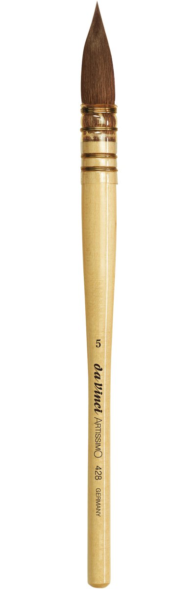 da Vinci Watercolor Series Artissimo Paint Brush, Round Pure Kolinsky Red Sable, Size 5 (428-05)