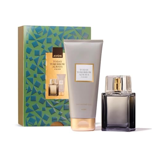 AVON Today Tomorrow Always For Him Gift Set, with Eau de Toilette 75ml & Hair and Body Wash 200ml in a Gift Box, Woody & Floral Fragrance, Neroli Oil, Vanilla & Vetiver, Long-Lasting Formula