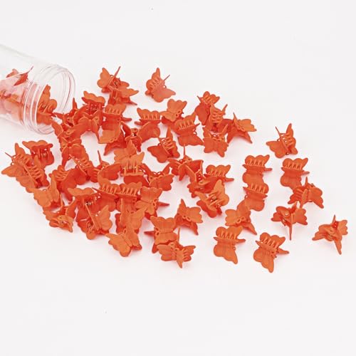 60 Pinzas mini mariposa naranja para cabello miniatura 1