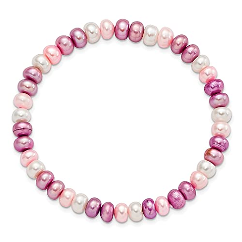 Ice Carats 6 7Mm White/Lavender/Pink Button Freshwater Cultured Pearl Stretch Bracelet Adjustable Wrap Fashion Jewelry For Women Gifts For Her #TOP3
