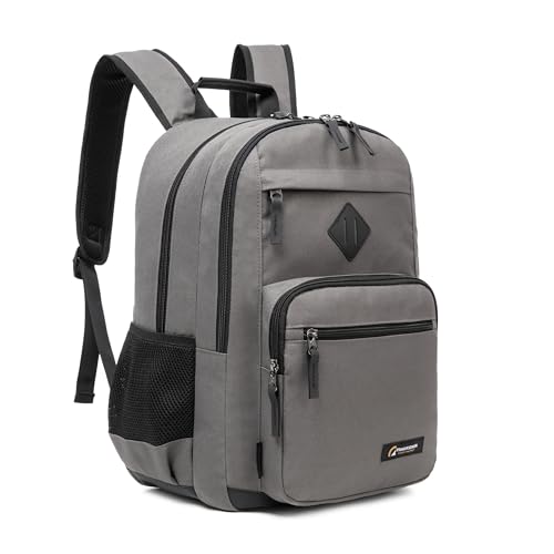 Classic Carry-on Travel Backpack, Laptop Backpack with Padded 17 inch Laptop Sleeve, Multi Pocket College Backpack, Casual Daypack Backpacks - Grey