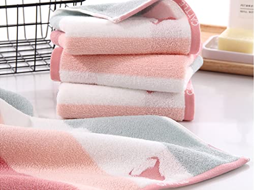 Kissvian 3 Pack Pure Cotton Bathroom Hand Towel Set, Colorful Striped Catle Pattern Fingertip Towels, Soft And Absorbent Face Washcloths For Bath, Hand, Face, Gym And Spa, Size 13.4" X 29.1" #TOP2
