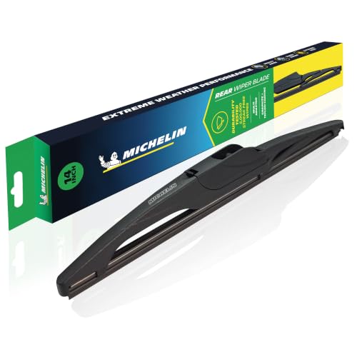 Image of MICHELIN Rear Wiper Blade for Cars | Aerodynamic Windshield Wiper with Graphite + Teflon Coated Natural Rubber, UV-Resistant Body & Multi-Adaptor Fitment | Tested for 500,000 Wipe Cycles (1, 14 Inch)