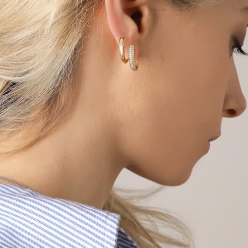 14K Gold Plated 925 Sterling Silver Post Hoop Earrings for Women | Statement Huggie Earrings Trendy Jewelry3