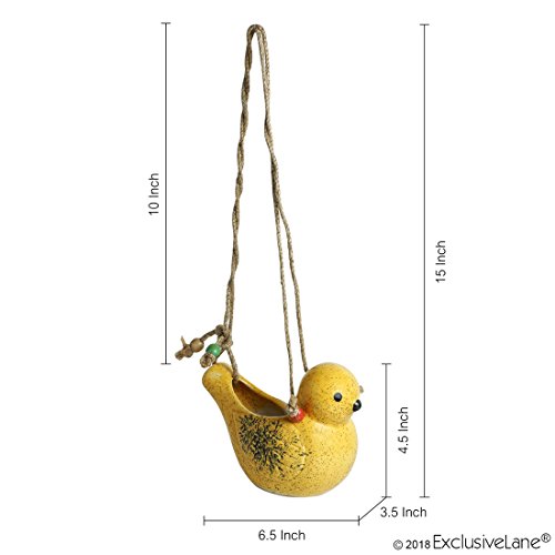Image of ExclusiveLane Ceramic Balcony Decorative Hanging Cum Garden Decor Hanging Planter (Yellow) (El-021-015), 1 Piece