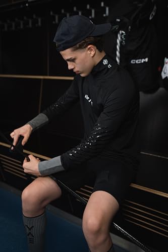 AYCANE Blade – Eishockey Base Layer Schwarz mit A6 Schnittschutz für Hals & Handgelenke, Langarm, Silikon Grip, BNQ (Männer, XL)