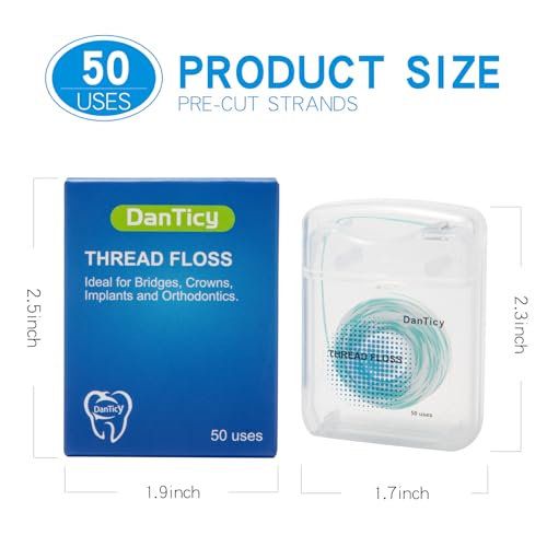 840D Fluffy Floss Threaders,Deep Clean Dental Floss for Braces, Bridges, and Implants,Super Floss, 50 Count, Pack of 1