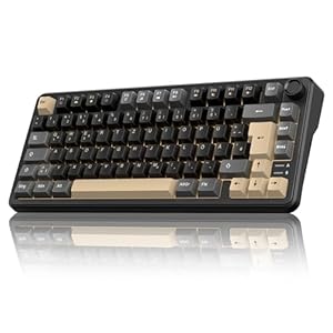 RedThunder K75 75% Kabellose Mechanische Gaming Tastatur mit Knopf, QWERTZ 82 Tasten, Weiche Gasket, BT/USB-C/2, GHz, Software, Hot-swap, Taktiler Linear-Schalter, RGB, Abriebfeste PBT-Tastenkappen.