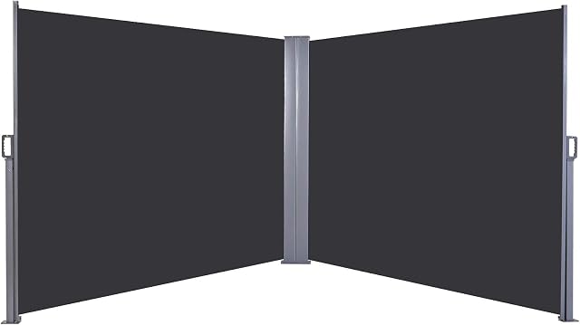 PHIVILLA 1.6×3×3 m Garden Awnings Double Side Awning with Aluminum Frame and Polyester Fabric Privacy Protection Shade Windbreak for Patio Terrace