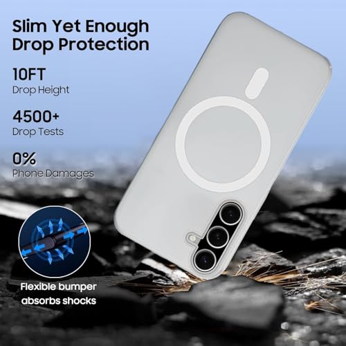 Image of SHINESTAR Back Cover for Samsung Galaxy A26 5G | Frosted Semi-Transparent Slim Case | Only Compatible with Wireless Magnetic Accessories | Hard Back, Matte Finish - White