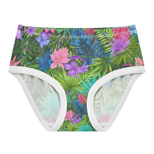 Tropical Exotic Flowers Leaves Kids Underwear Girls, Toddler Panties, Girls Underwear Cotton, 2–8 Years