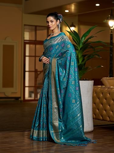 Image of SWORNOF Womens Linen Silk Saree | Saree for Women With Unstitched Blouse | Saree with Blouse Piece | Soft and Skin Friendly