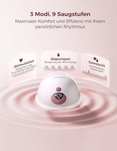 Momcozy M5Smart Milchpumpe Elektrische, handsfree App-steuerbar 2 Pack Rot – Ansicht 5