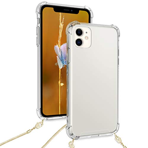 Kwmobile Case Compatible With Apple Iphone 11 - Crossbody Case Clear Transparent Tpu Phone Cover With Metal Chain Strap - Transparent/Gold #TOP3