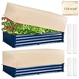 LUCKIPLUS 植物カバー 凍結保護 2パック 伸縮性ドローストリング&マジックテープ付き 3.0オンス/ヤード² 寒い 冬 霜 ブランケット プランターボックスカバー 盛り上がった庭のベッドフラワーポット用 43.3 x 15.7 x 17.7インチ