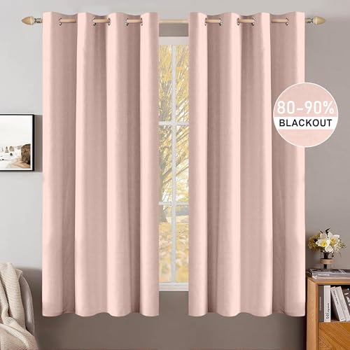 Image of Cortina 80-90% Blackout Solid Window Curtains 5 Feet Set of 2 - Thermal Insulated | Curtain for Living Room | Drapes for Bedroom | (5 Feet, Pink)