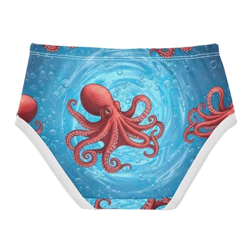 Cotton Girls Underwear Toddler Red Octopus Bubbles Blue Sea Panties Little Girl Stylish Briefs Kids Undies 2t2
