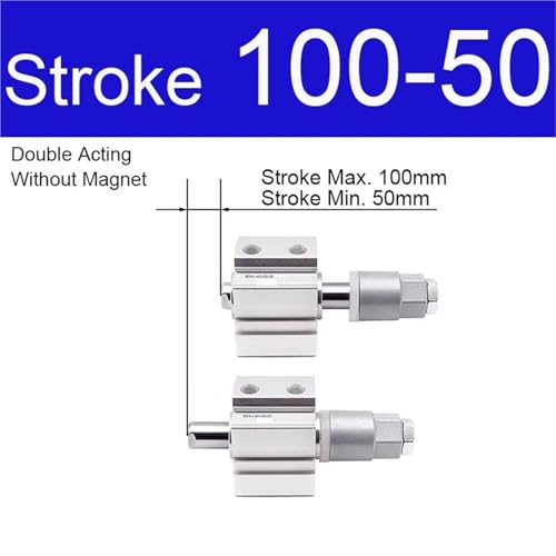 Cylindre pneumatique SDAJ32 compact double tige réglable - 2