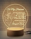 Husband Gifts from Wife, Engraved Night Light Gifts for Husband, Romantic Anniversary Wedding Gifts for Husband, Ideal Bedside Light Birthday Gifts for Husband from Wife