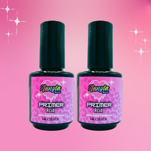 Pack 2 Primer Acid 15ml | Con ácido | Fabricado en España | Para uñas de gel y uñas acrilicas | Máxima adherencia | AnnytaNails