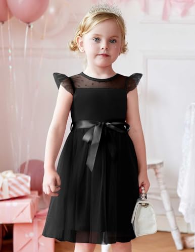 Arshiner Toddler Girls Tutu Dress Summer Contrast Mesh Party Dresses Cute Princess Tulle Sundress with Belt 2-8Y2