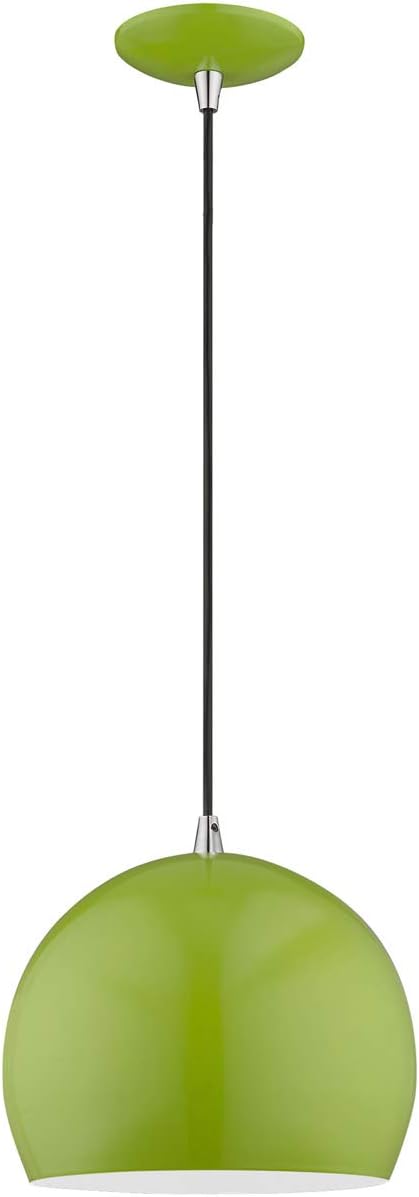 Bеѕt Dеаl Prоduсt Livex Lighting 41181-78 Metal Shade - 10 One Light Mini Pendant, Shiny Apple Green Finish with Shiny Apple Green Metal/Shiny White Shade