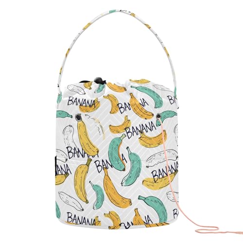 Yarn Storage Bag Small Crochet Bag Knitting Bag Organizer White Green Yellow Bananas Yarn Bags for Crocheting Basket