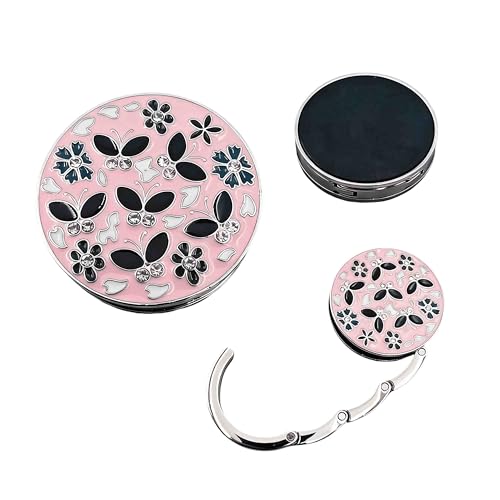 Kimuwote Foldable Handbag Hanger Fashion Portable Folding Purse Table Hook Holder(Pink)