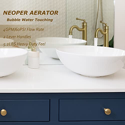Winkear Vessel Sink Faucet Brushed Gold Bathroom Tall Faucet Single Hole Deck-Mount Pop Up Drain Assembly Without Overflow Water Supply Lines Included #TOP1