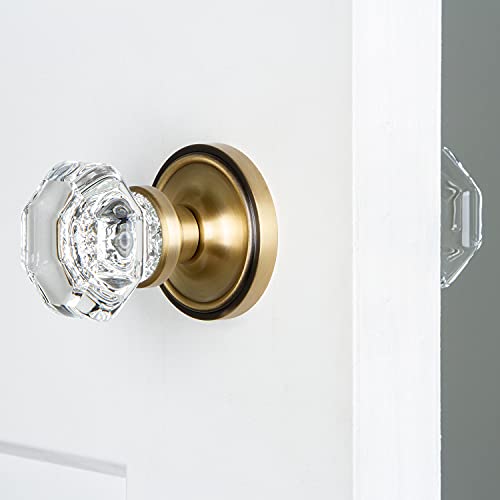 Nostalgic Warehouse, Double Dummy, Antique Brass Classic Rosette With Waldorf Crystal Door Knob, (704831) #TOP1