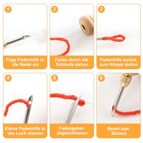 ZAYIO Punch Needle Set – 3 Nadelgrößen, Holzgriff, Komplettset für Anfänger – Bild 6