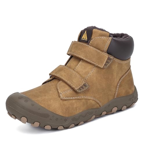 Mishansha Zapatos Invierno Niño Cálidos Botas Nieve Niña Zapatillas de Senderismo Antideslizante Marrón Oscuro 28 EU