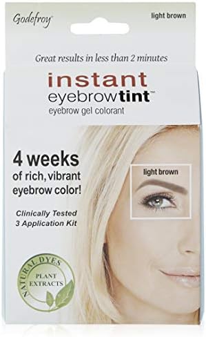 Godefroy Instant Eyebrow Color, Light Brown, 0.18 ounces, 12-weeks of long lasting, 3-applications per kit