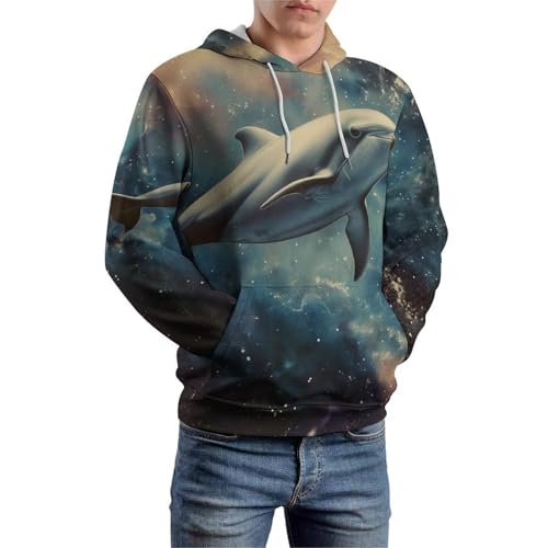 Sweat à capuche dauphin spatial imprimé galaxie manches longues S