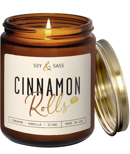 Cinnamon Candle, Fall Candles, Christmas Candles - 'Cinnamon Rolls' Autumn Scented Soy Candle for