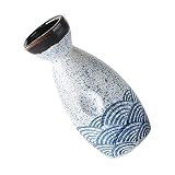 VASOS JAPONESES: esta suave jarra de sake adopta un diseño simple y elegante, pintado a mano con hermosos patrones de ondas.
